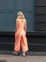 Seersucker Neon Orange Culotte Jumpsuit by Wild Clouds