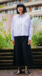 Amelia Wide Leg Trouser in Black Organic Cotton & Linen by Saywood