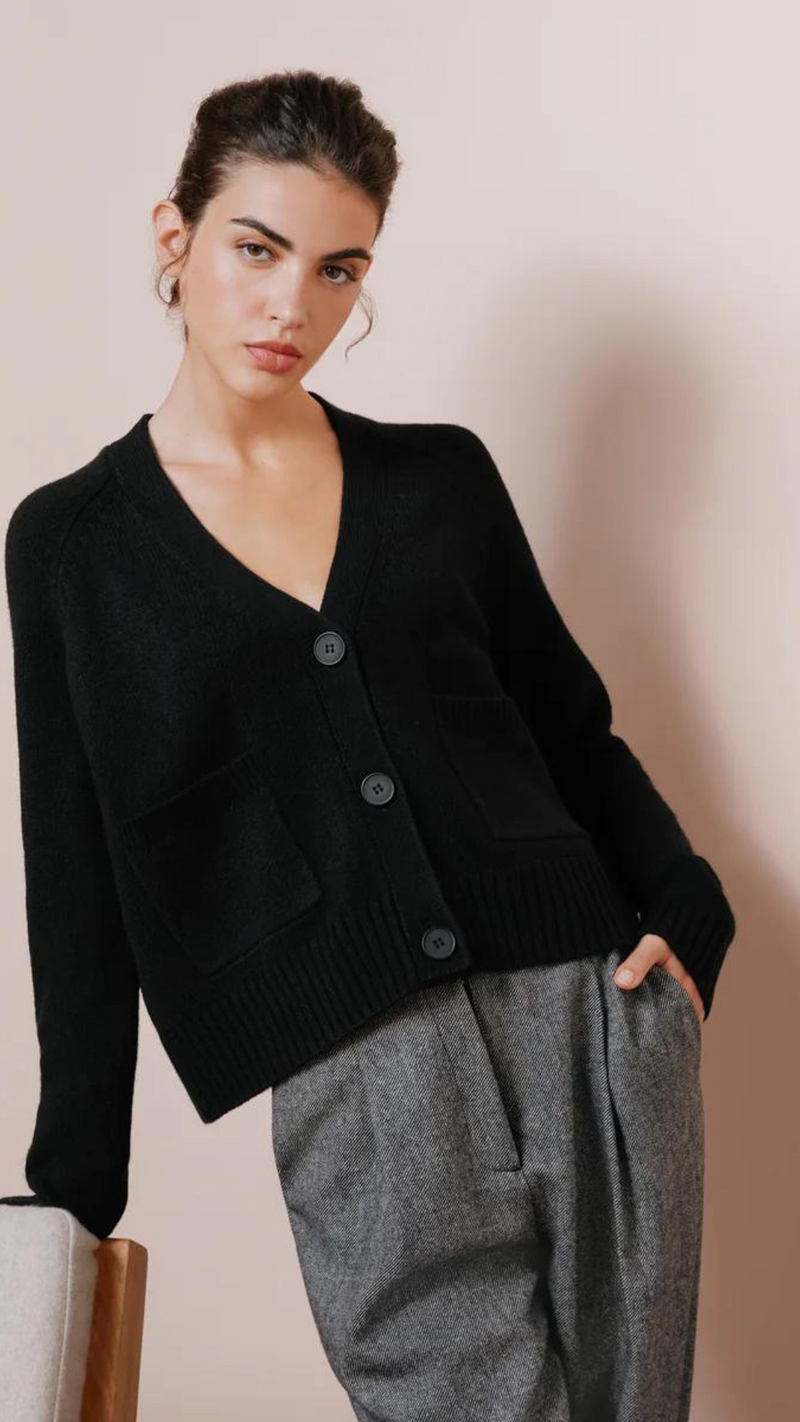 Relaxed Cardigan In Black by Albaray