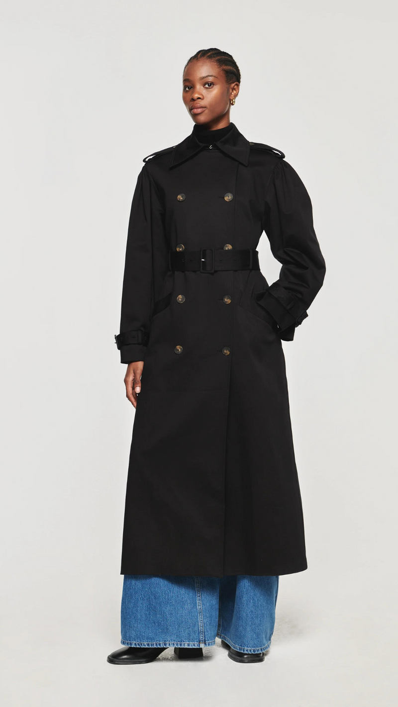 Julia Puff Sleeve Trench Black by Aligne