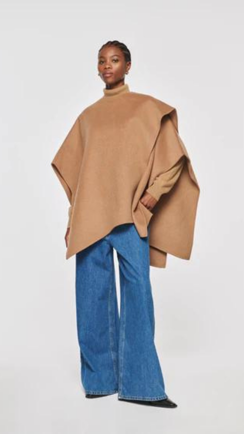 Wool blend cape coat other stories hotsell