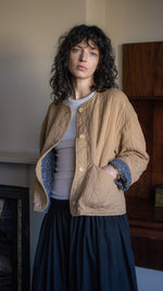 Amy Jacquard Quilt Jacket in Bark with Liberty Lining by Elwin