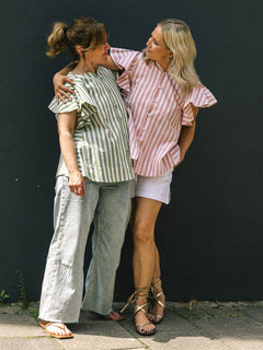 Love, Anna & Attique Striped Shirt in Peony by Attique