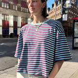 Else Striped T-Shirt in Burgundy/Mint