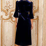 Astrid Velvet Dress in Navy