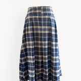 The Dune Pleated Midi Skirt in Navy Check