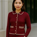 Cashmere Mix Cardigan in Burgundy & Pink