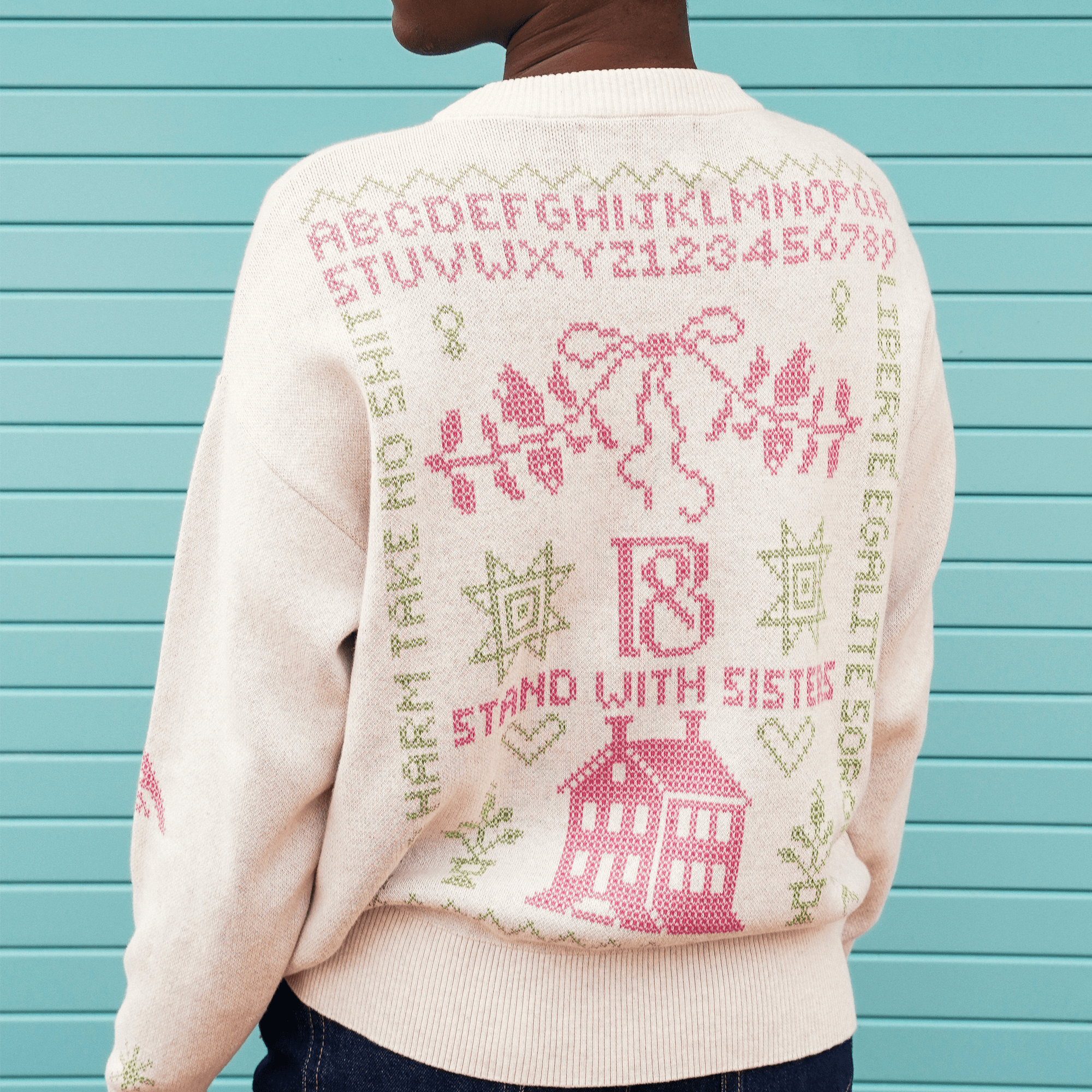 Cross Stitch Jumper in Ecru - Pre Order Jumper Black & Beech
