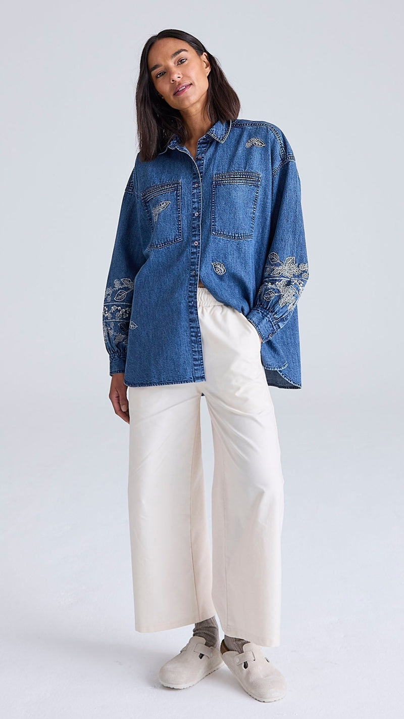 Bramble Denim Boyfriend Shirt by Cape Cove