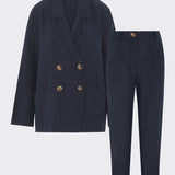 Ethically Made Navy Linen Suit Plain