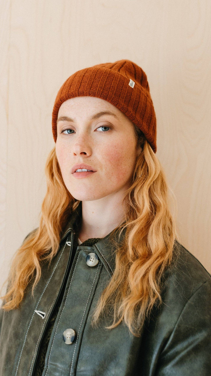 Cashmere & Merino Beanie in Rust by TBCo.