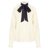 Anais Blouse in Vintage Cream with Contrast Pussy Bow Tie by House of Disgrace