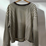 Anna Striped Long Sleeve T-Shirt in Brown