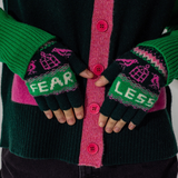 Fearless Fingerless Mittens in Forest Green