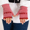 Feminist Fingerless Mittens in French Rose & Rouge Gloves & Mittens Black & Beech