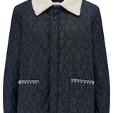 Frida Sherpa Collar Quilted Jacket in Nightfall