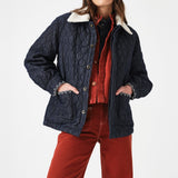 Frida Sherpa Collar Quilted Jacket in Nightfall