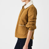 Frida Sherpa Collar Quilted Jacket in Olive