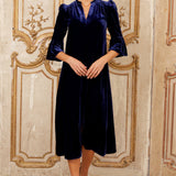Astrid Velvet Dress in Navy