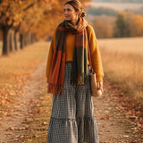 The Romana Tiered Maxi Skirt in Black & White Gingham