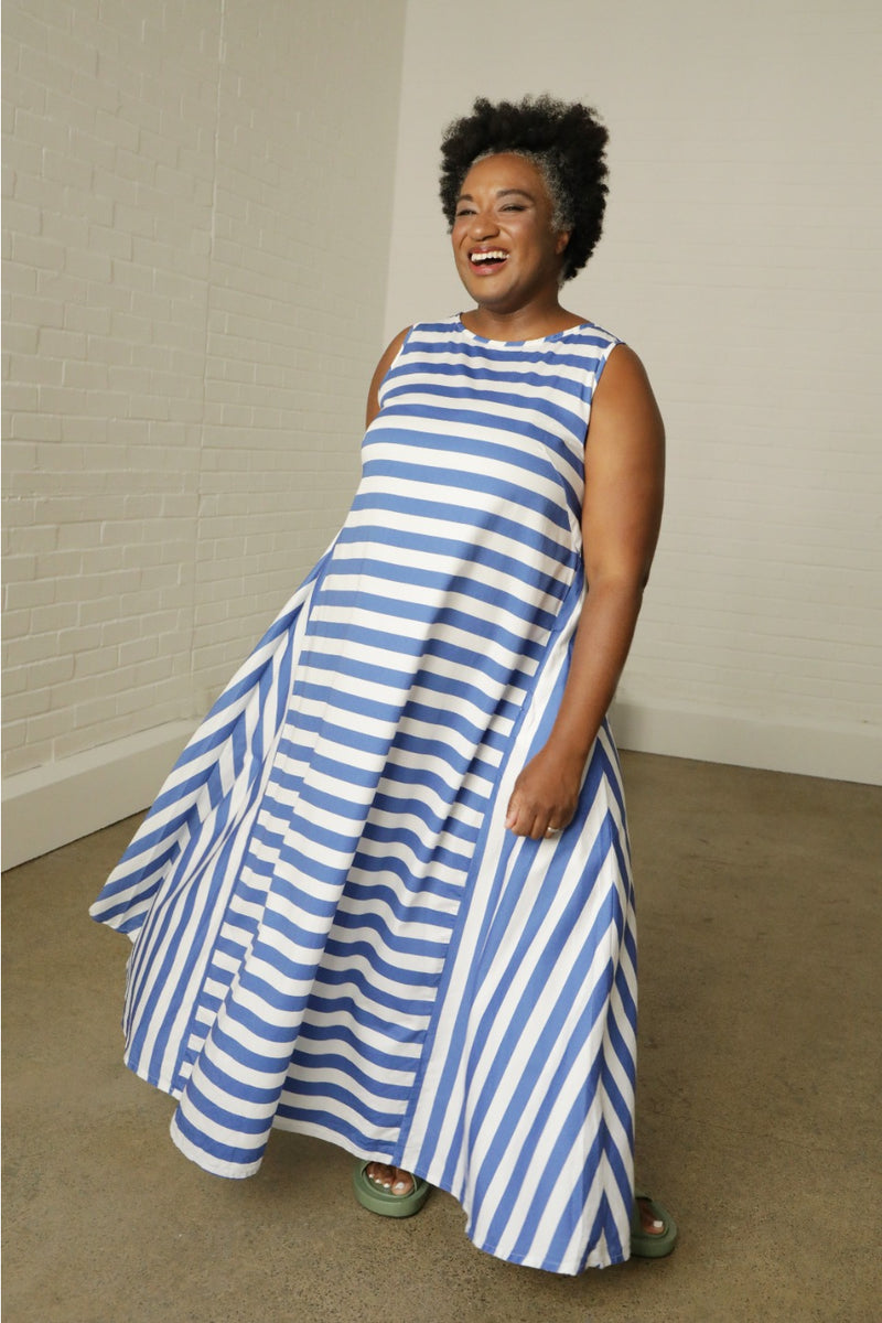 Aja's Maxi Cotton Dress in Stripe Print