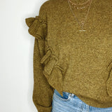 Elizabeth Frilly Jumper in Khaki Marl