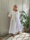 Chikankari-Embroidered Maxi Dress in Jasmine by Dilli Grey