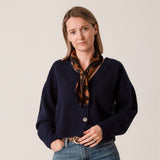 Lucy V-Neck Cropped Cardigan in Navy