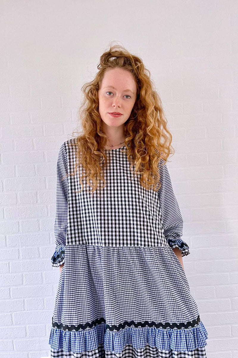 Mixed Check Violet Dress by The Well Worn