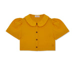 Linen Cropped Blouse in Marigold by Ma + Lin