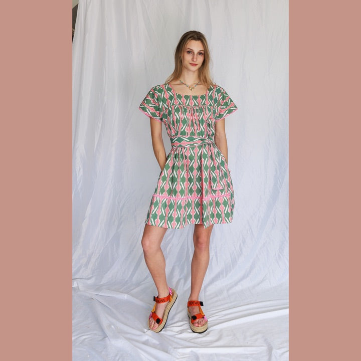 Short Mexican Ikat Kaftan by Arifah Studio