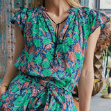 Batik Blouse in Turquoise by Arifah Studio