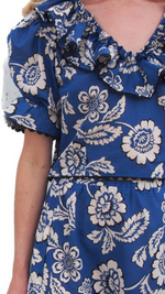 The Iris Blue Floral Scalloped Top by The Wellworn