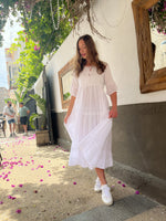 Chikankari-Embroidered Maxi Dress in Jasmine by Dilli Grey