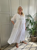 Chikankari-Embroidered Maxi Dress in Jasmine by Dilli Grey