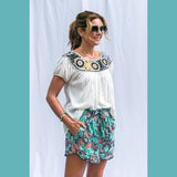 Batik Shorts in Turquoise by Arifah Studio