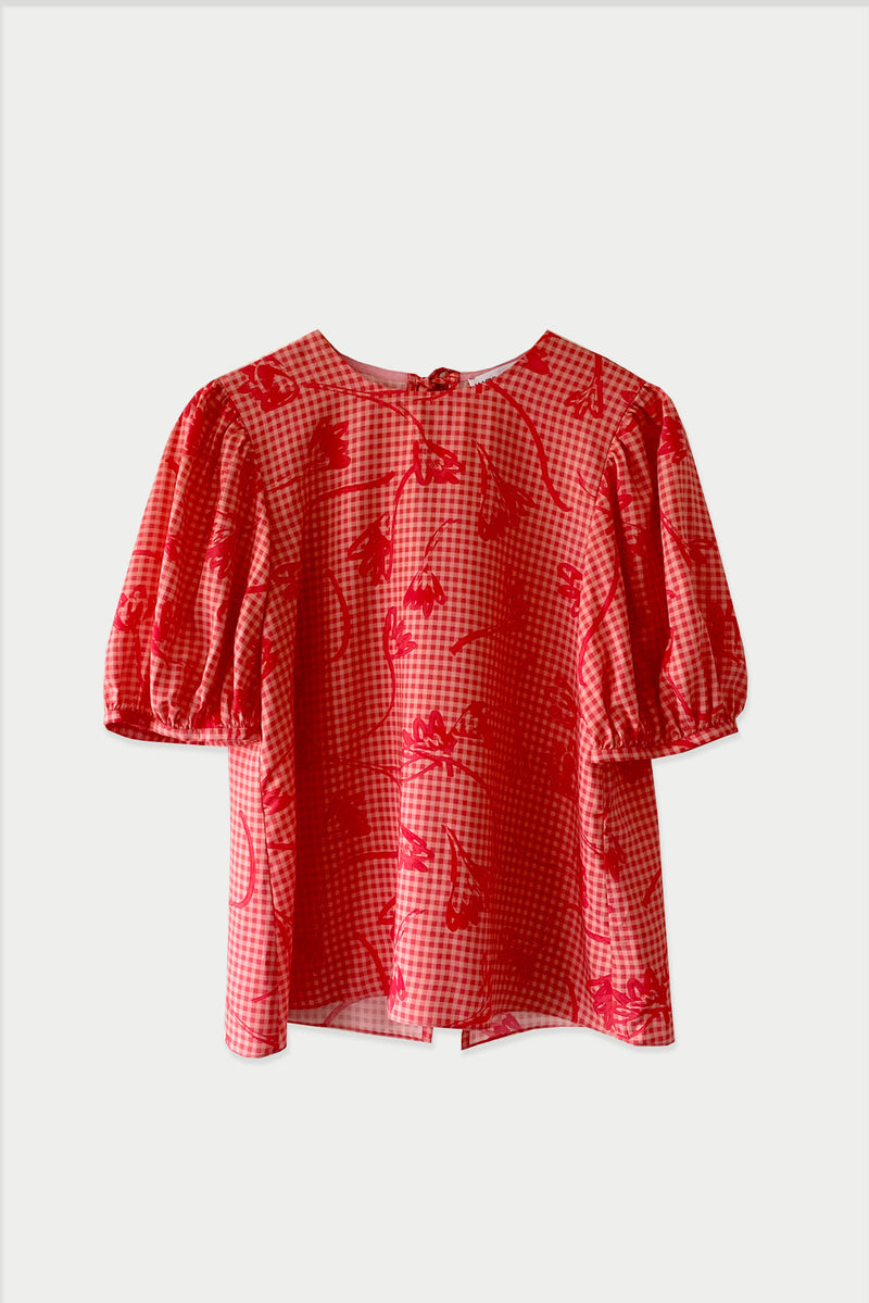 Posey Top in Rose Geo Blooms Print by Katrina & Re
