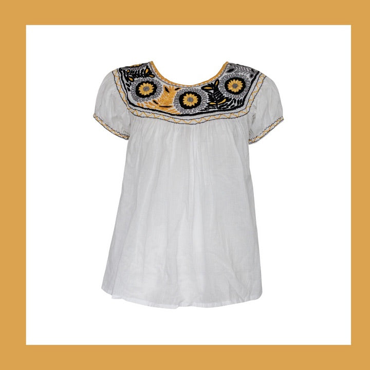 Mexican Blouse in Yellow & Grey by Arifah Studio