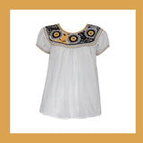 Mexican Blouse in Yellow & Grey by Arifah Studio