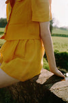 Organic Linen Shorts in Marigold by Ma + Lin