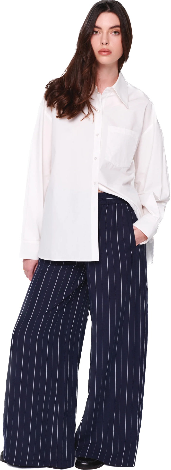 Jocelyn Oversized Barrel Sleeve Shirt in White by Aligne