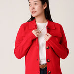 Rebecca Knit Utility Jacket in Red by Porridge Knitwear