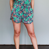 Batik Shorts in Turquoise by Arifah Studio