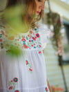 Nicoletta Embroidered Dress In Jasmine by Dilli Grey