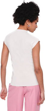 Henley Grown on Neck Knit Top in Ivory by Aligne
