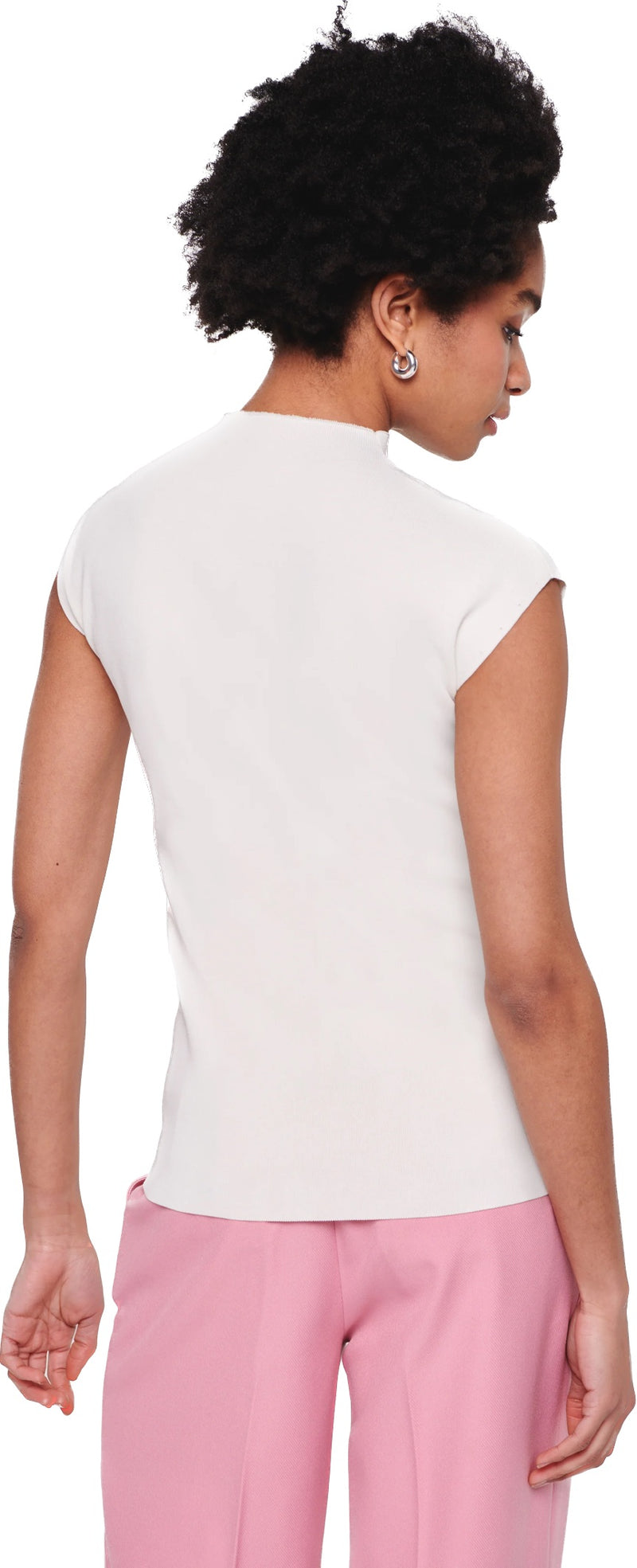 Henley Grown on Neck Knit Top in Ivory by Aligne