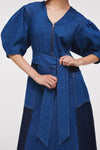 Jalen Patchwork Denim Midi Dress by Aligne
