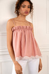 Isla Gathered Top With Lace Trim by Spirit & Grace