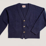 Lucy V-Neck Cropped Cardigan in Navy