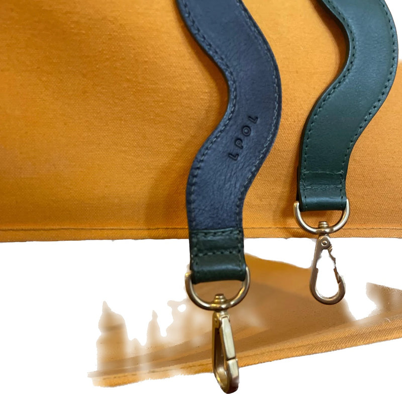 Squiggle Leather Shoulder Strap in Green & Black by LPOL